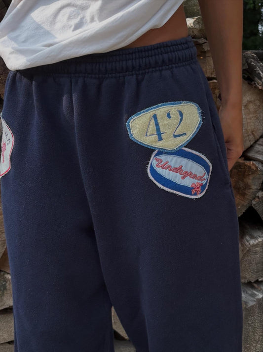 NAVY PATCH PANTS