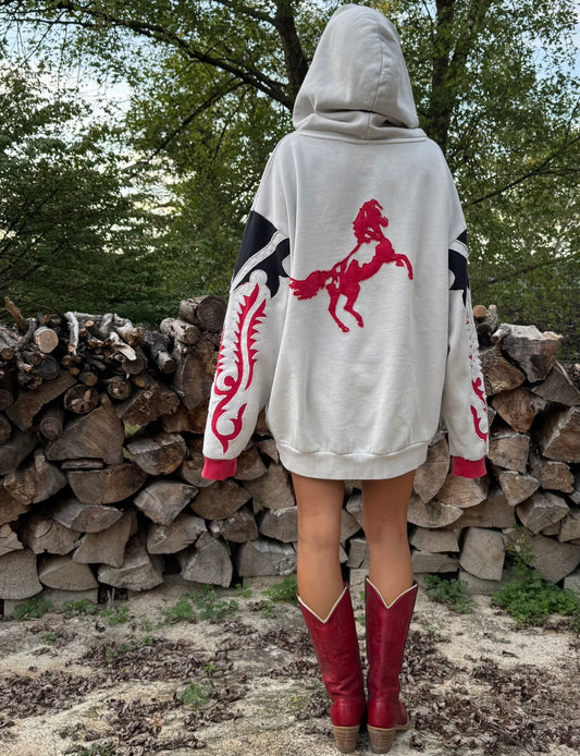 COWBOY BOOT HOODIE - RED & WHITE