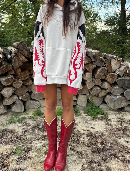 COWBOY BOOT HOODIE - RED & WHITE