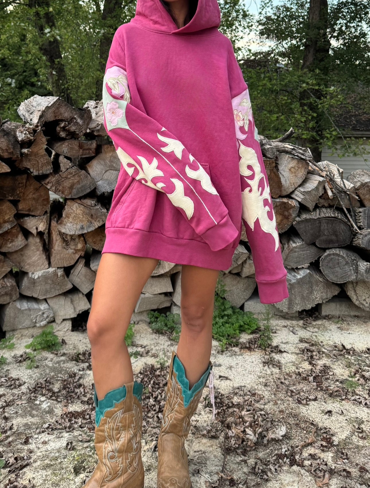 COWBOY BOOT HOODIE - FLORAL