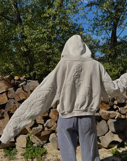 COWBOY BOOT HOODIE - WHITE MONOCHROME
