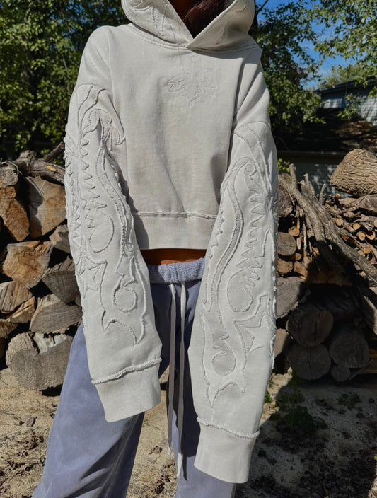 COWBOY BOOT HOODIE - WHITE MONOCHROME