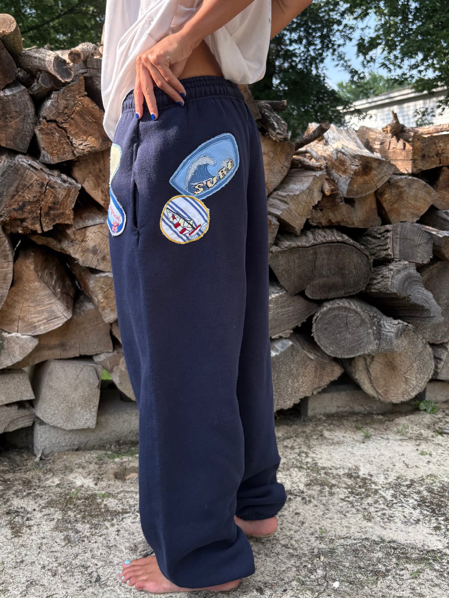 NAVY PATCH PANTS