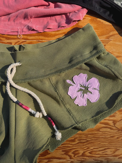 EVERYWHERE CUTOFFS - CAMO HIBISCUS & PALMS