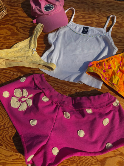 EVERYWHERE CUTOFFS - POLKA DOT HIBISCUS